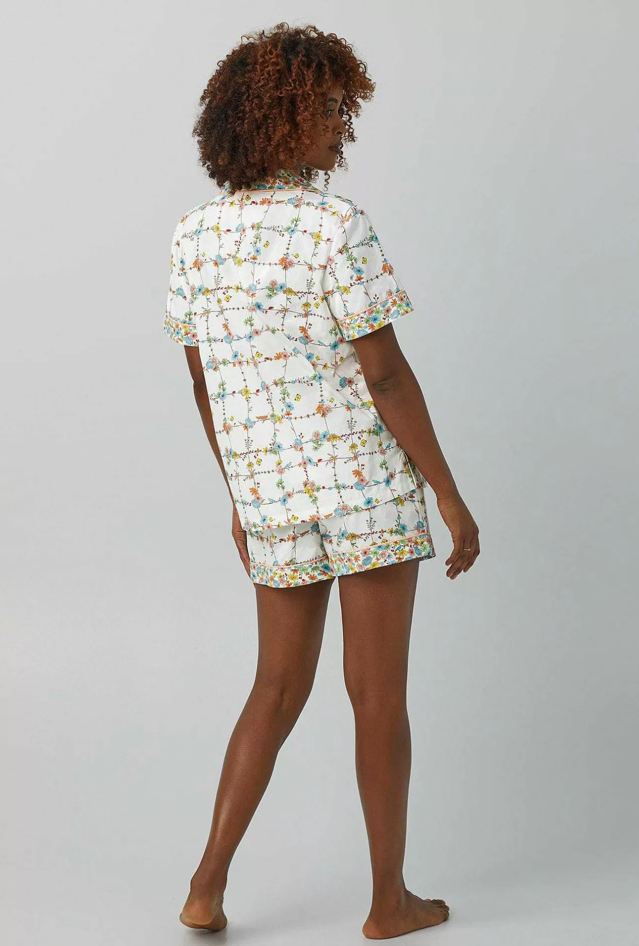 Shorty Sets*Bedhead Pajamas Spring Vines Short Sleeve Classic Shorty Woven Cotton Poplin Pj Set