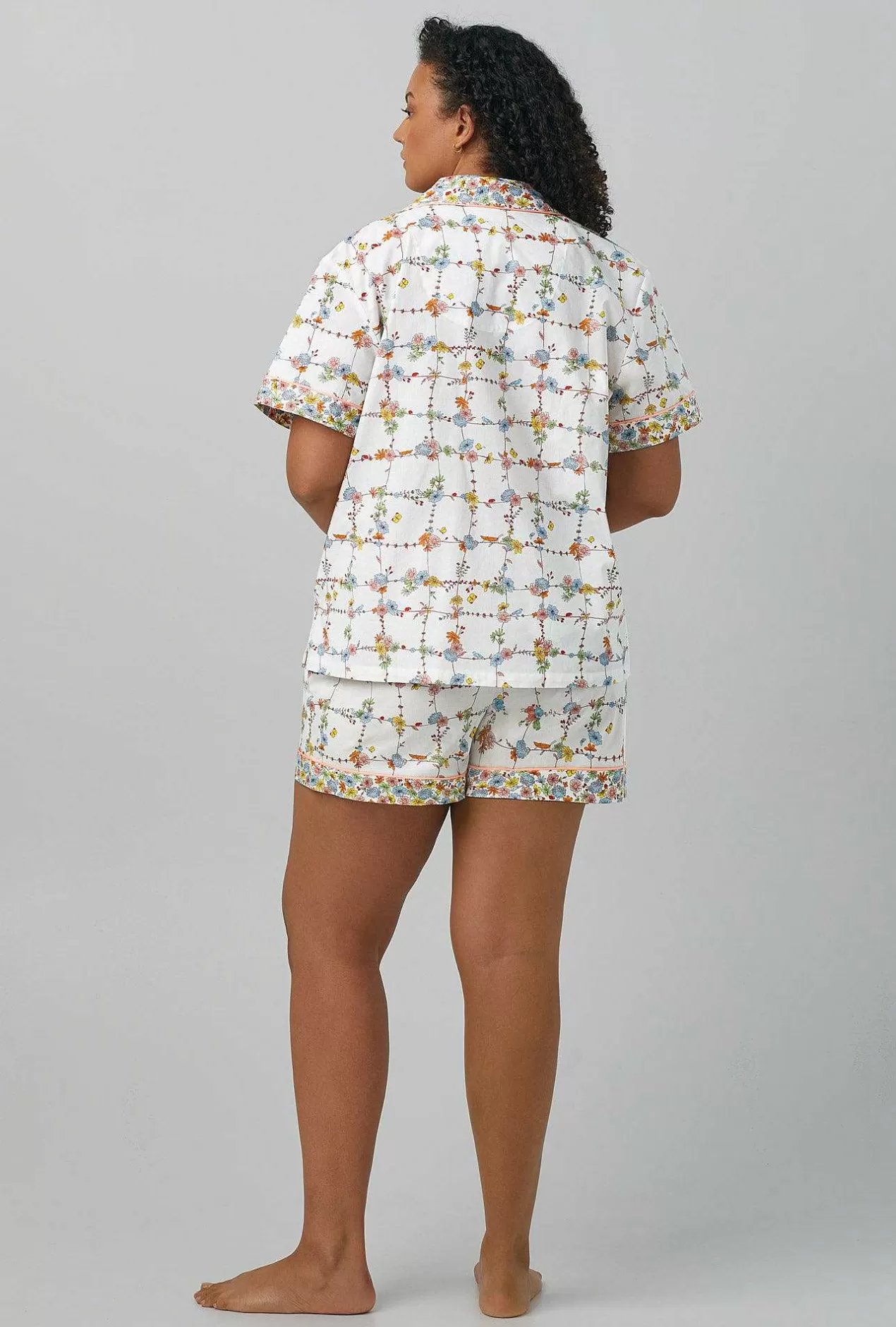 Extended Sizes*Bedhead Pajamas Spring Vines Short Sleeve Classic Shorty Woven Cotton Poplin Pj Set