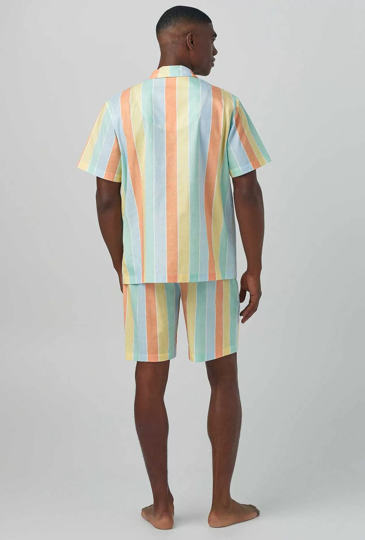 Notch Collar Short Sleep Sets*Bedhead Pajamas Sunset Stripe Men'S Short Sleeve Notch Woven Cotton Poplin Boxer Pj Set