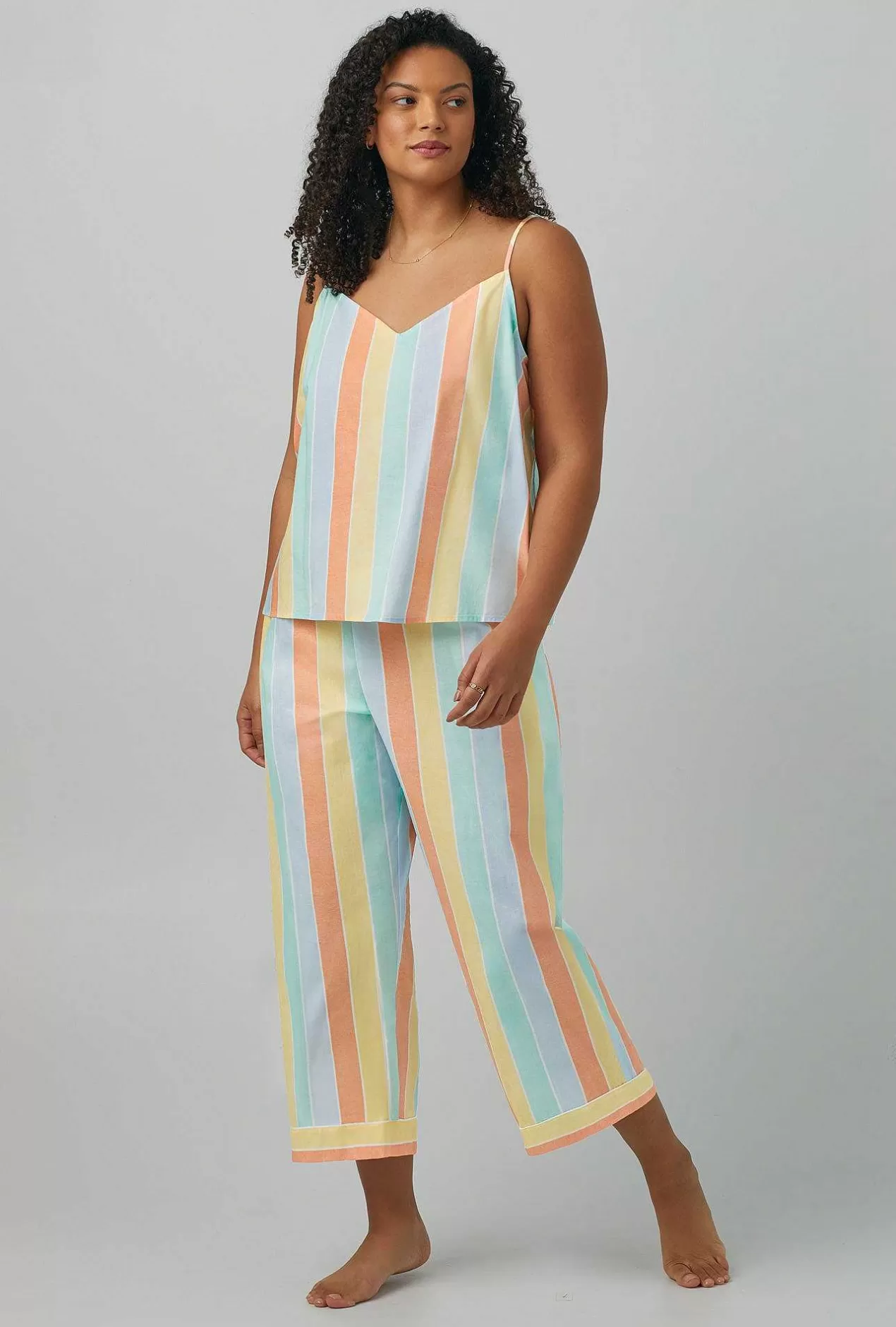 Cropped Sets*Bedhead Pajamas Sunset Stripe Tank Woven Cotton Poplin Cropped Pj Set