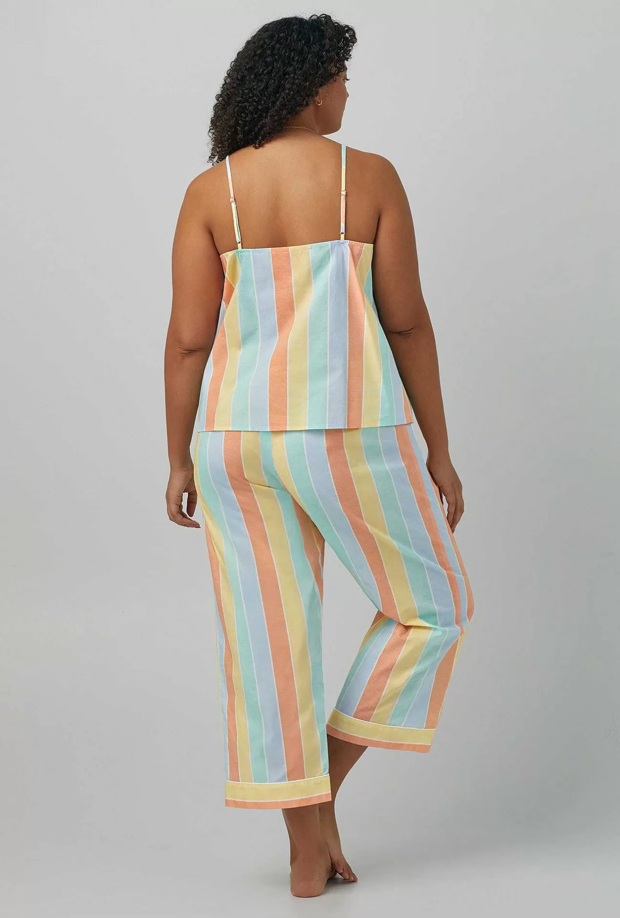 Stripe Shop*Bedhead Pajamas Sunset Stripe Tank Woven Cotton Poplin Cropped Pj Set