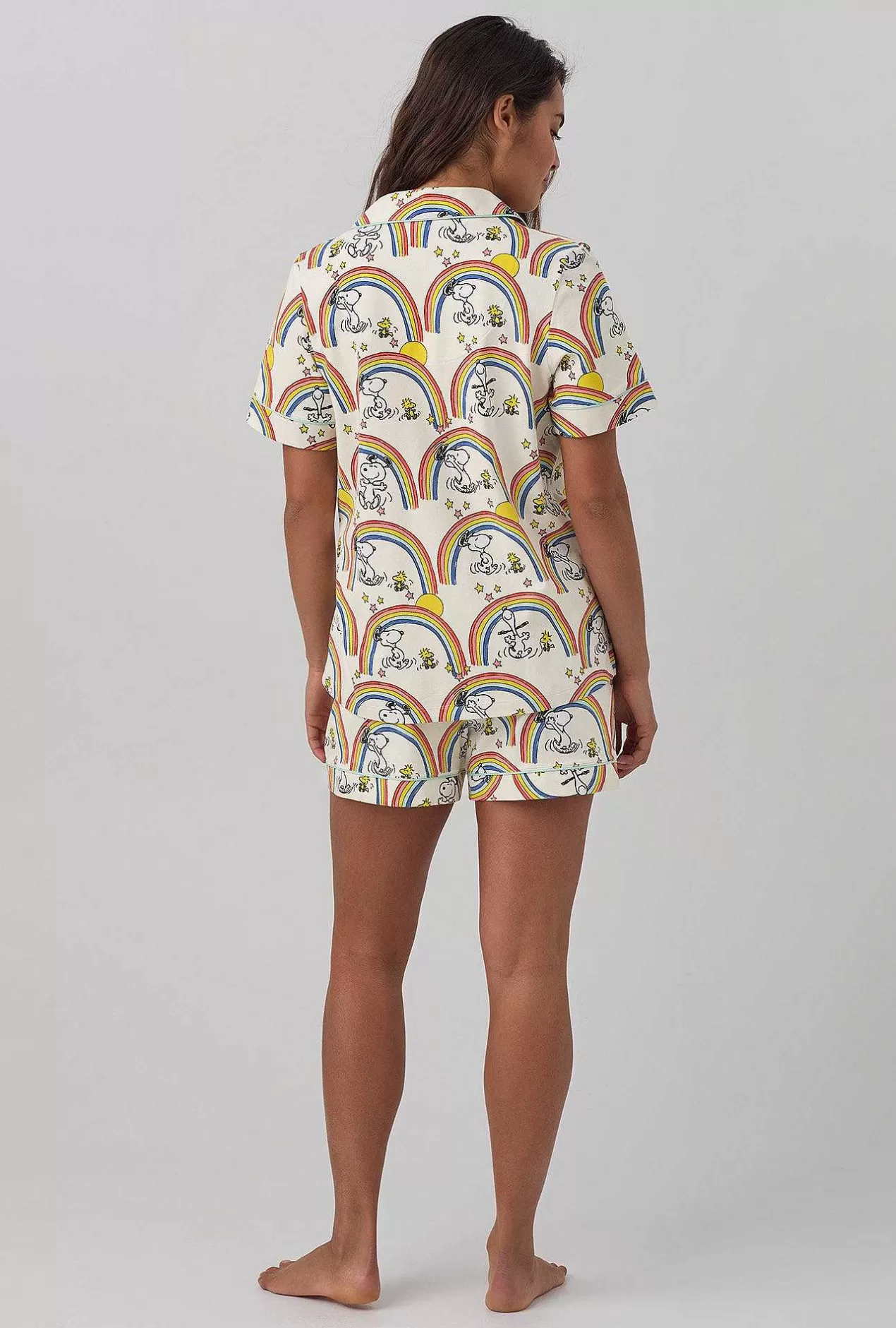 Extended Sizes*Bedhead Pajamas Sunshine Snoopy Short Sleeve Classic Shorty Stretch Jersey Pj Set