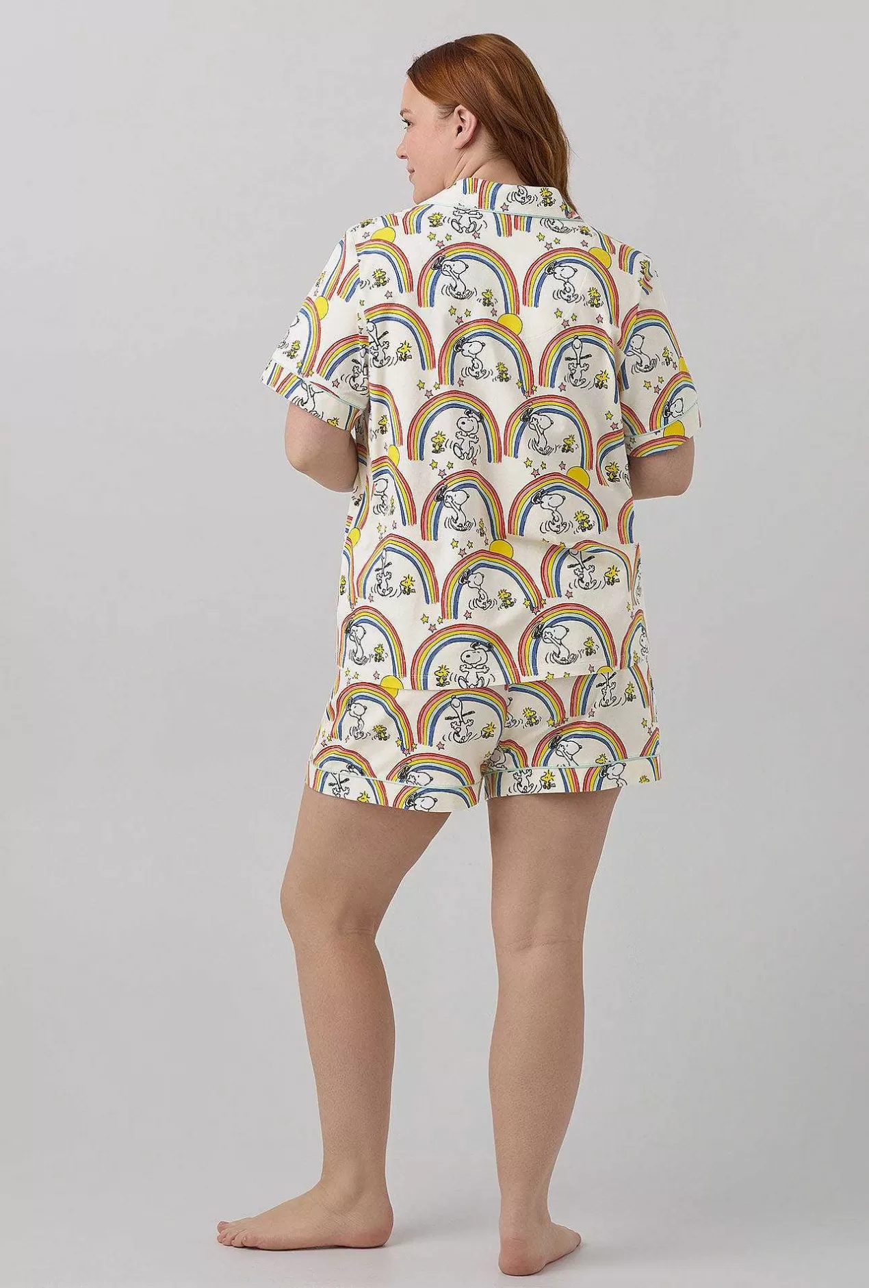 Extended Sizes*Bedhead Pajamas Sunshine Snoopy Short Sleeve Classic Shorty Stretch Jersey Pj Set