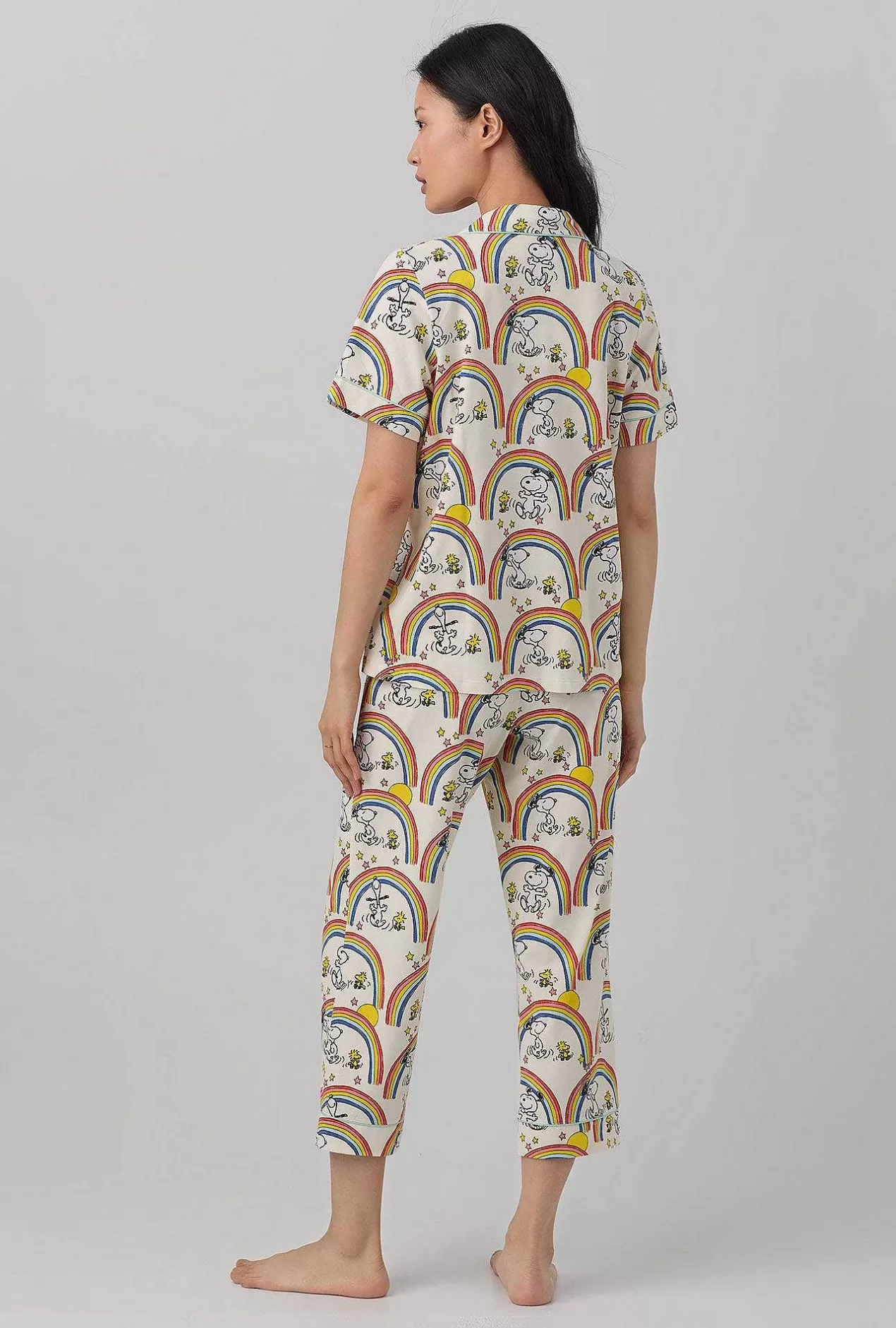 Cropped Sets*Bedhead Pajamas Sunshine Snoopy Short Sleeve Classic Stretch Jersey Cropped Pj Set