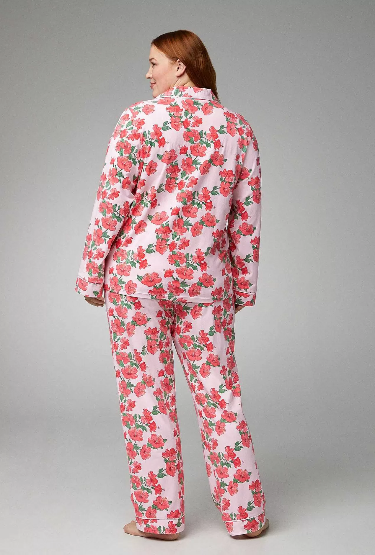 Floral Shop*Bedhead Pajamas Sweet Hibiscus Long Sleeve Classic Stretch Jersey Pj Set