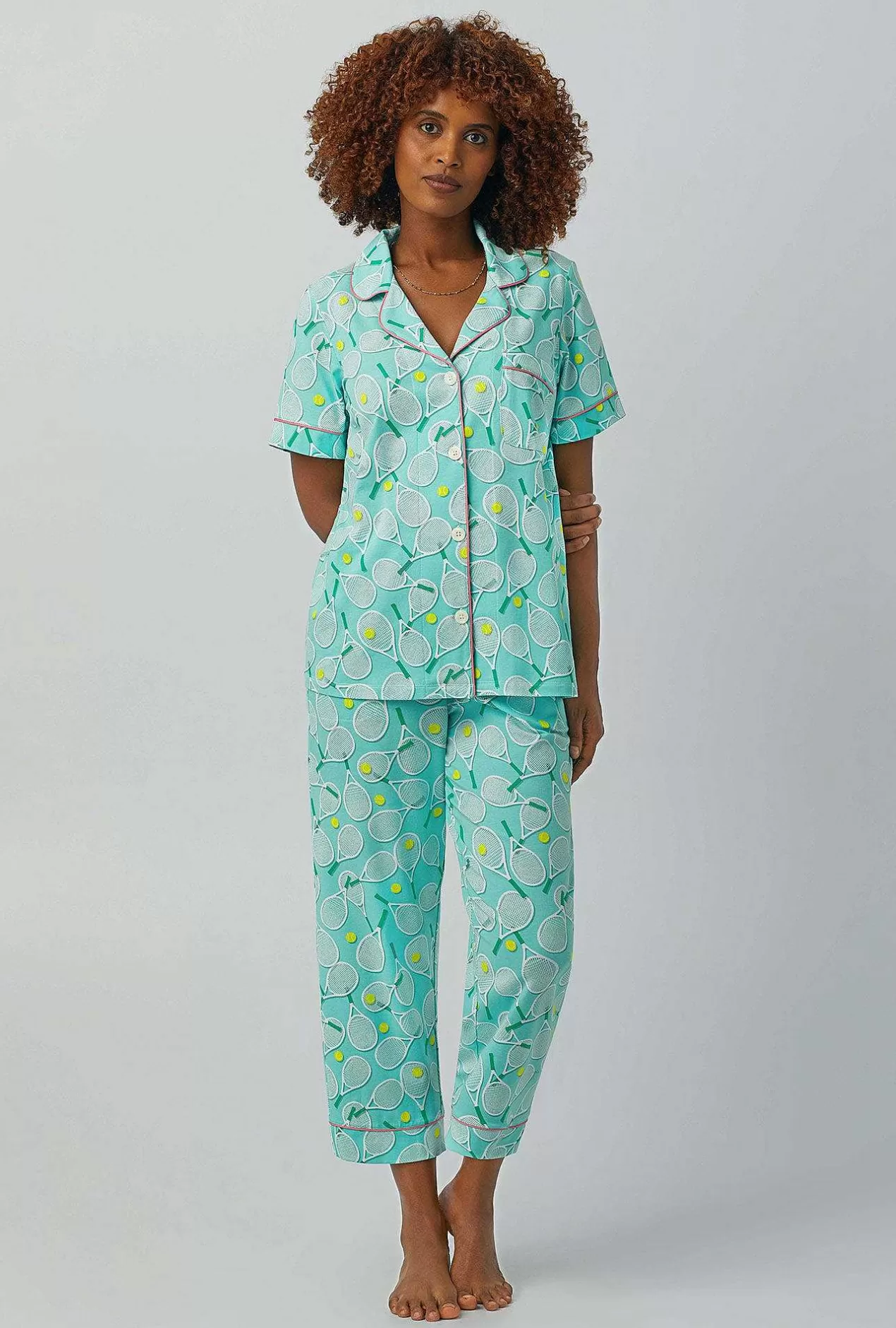 Cropped Sets*Bedhead Pajamas Tennis Club Short Sleeve Classic Stretch Jersey Cropped Pj Set