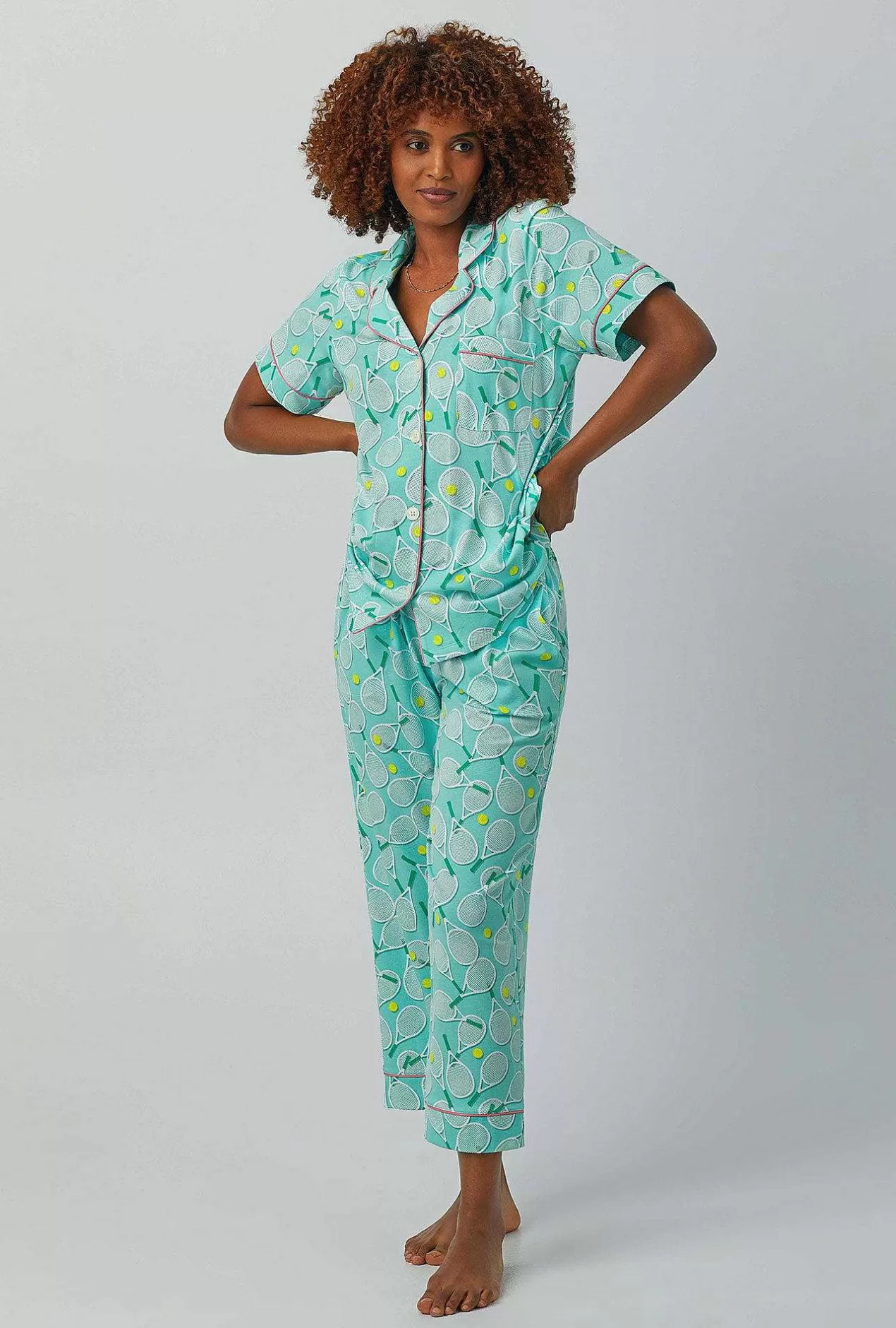 Cropped Sets*Bedhead Pajamas Tennis Club Short Sleeve Classic Stretch Jersey Cropped Pj Set