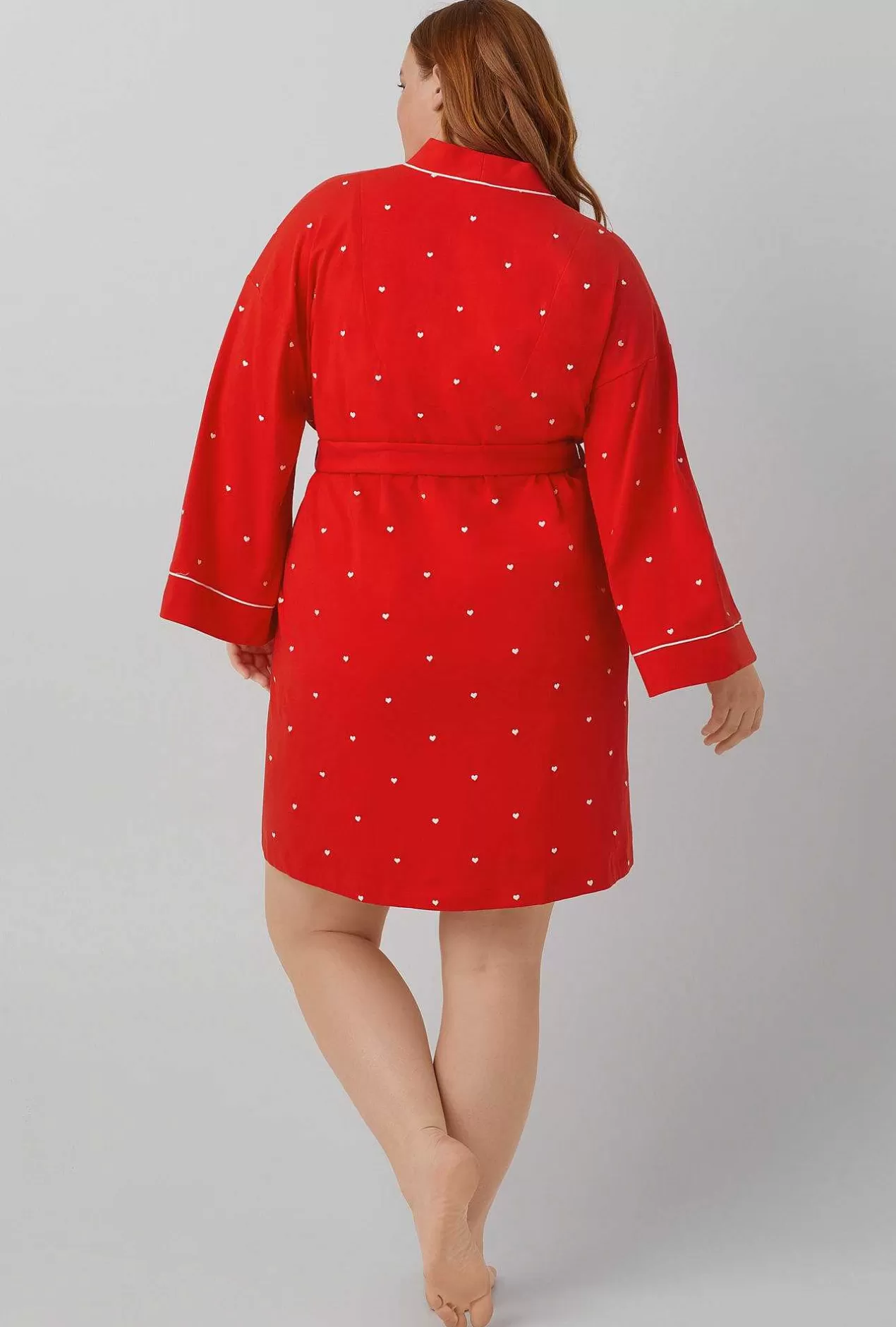 Robes*Bedhead Pajamas Tiny Hearts Banded Collar Stretch Jersey Robe