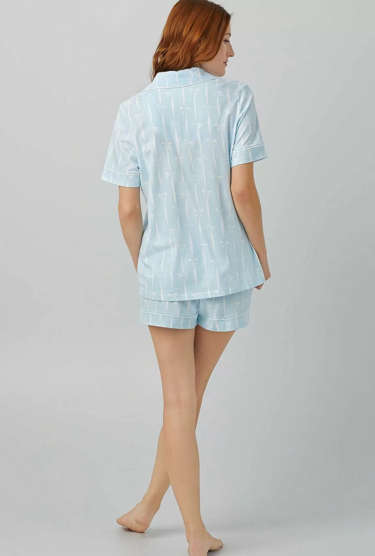 Extended Sizes*Bedhead Pajamas Tying The Knot Short Sleeve Classic Shorty Stretch Jersey Pj Set
