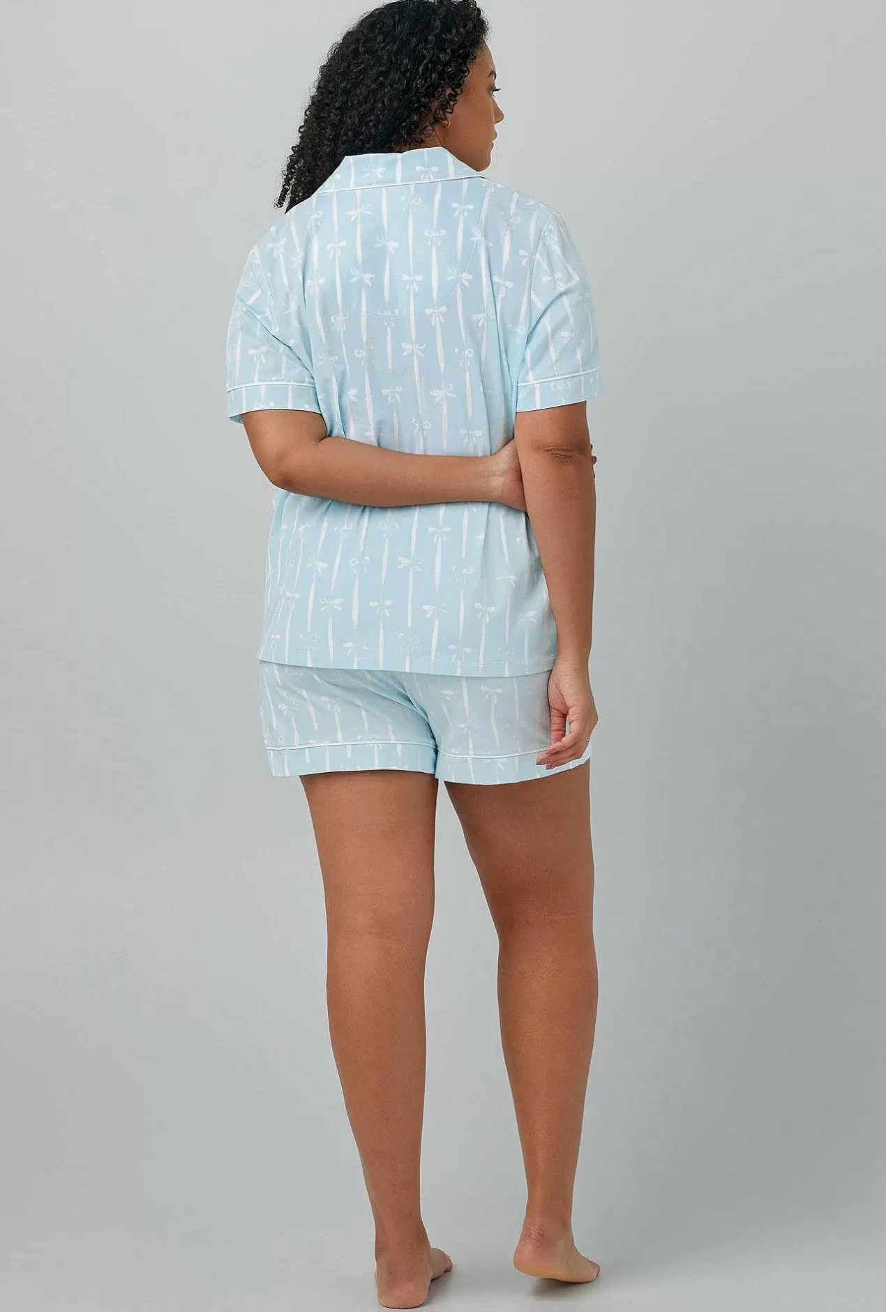 Extended Sizes*Bedhead Pajamas Tying The Knot Short Sleeve Classic Shorty Stretch Jersey Pj Set