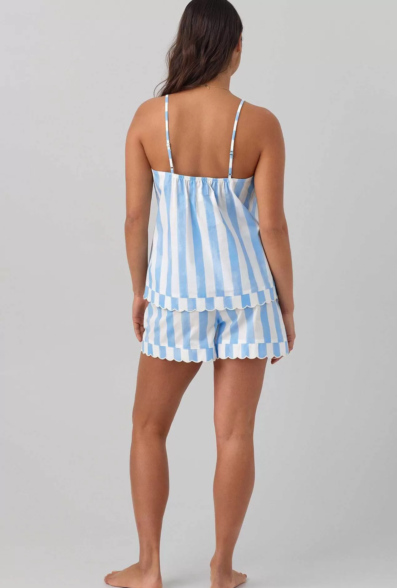 Stripe Shop*Bedhead Pajamas Waterfront Stripe Scallop Cami Woven Cotton Poplin Shorty Pj Set