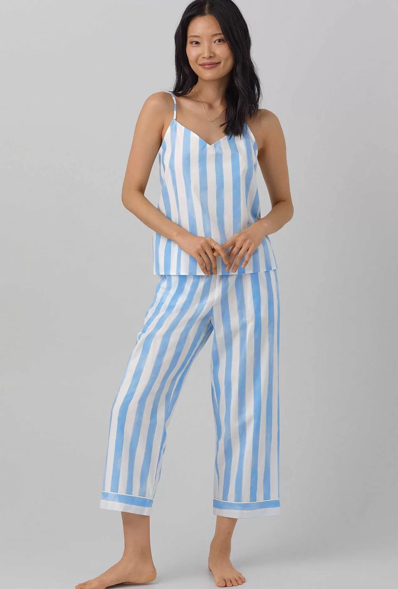 Stripe Shop*Bedhead Pajamas Waterfront Stripe Tank Woven Cotton Poplin Cropped Pj Set