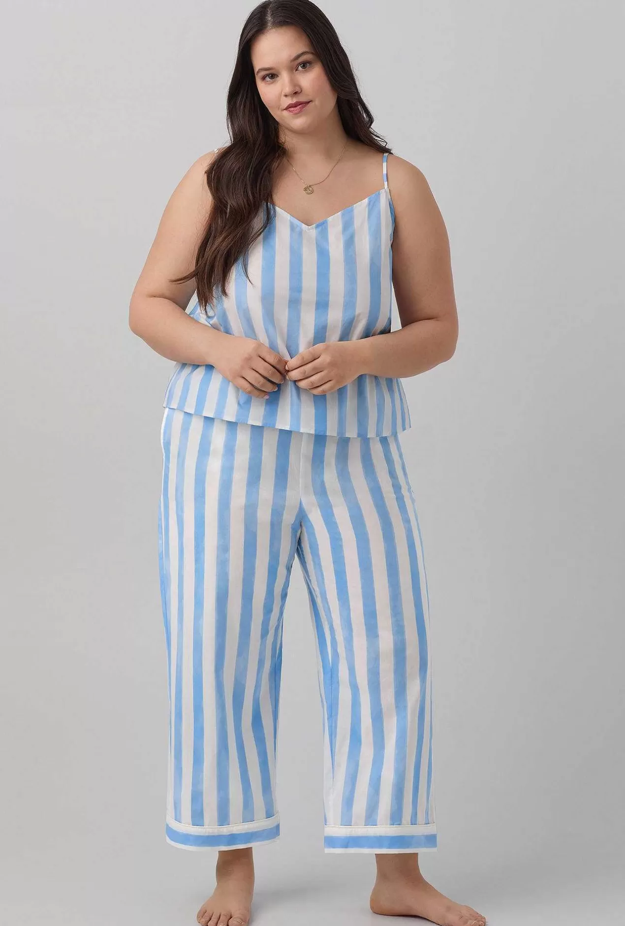 Stripe Shop*Bedhead Pajamas Waterfront Stripe Tank Woven Cotton Poplin Cropped Pj Set