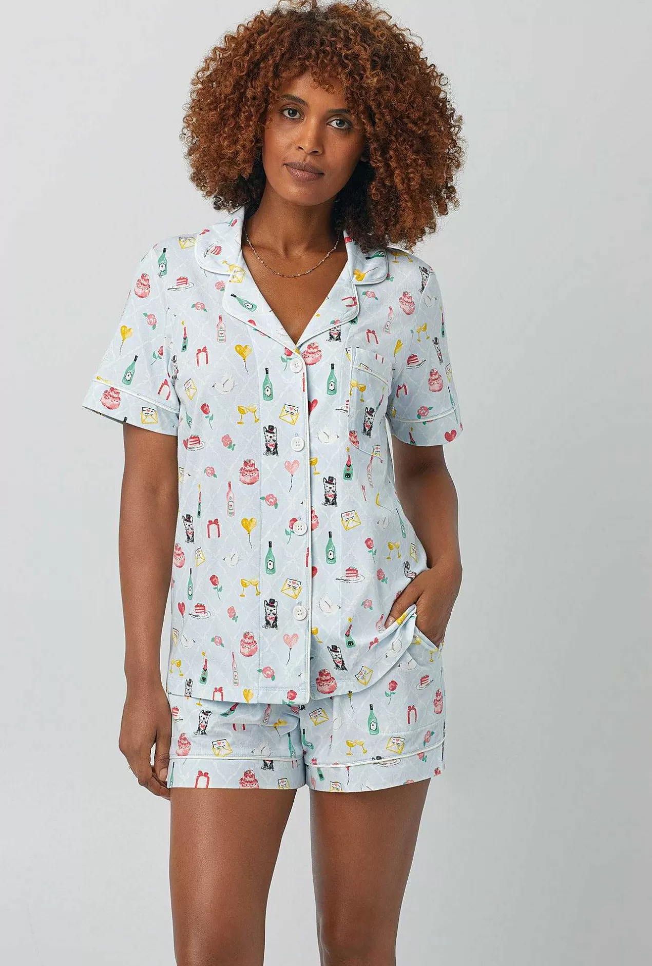 Extended Sizes*Bedhead Pajamas Wedding Party Short Sleeve Classic Shorty Stretch Jersey Pj Set