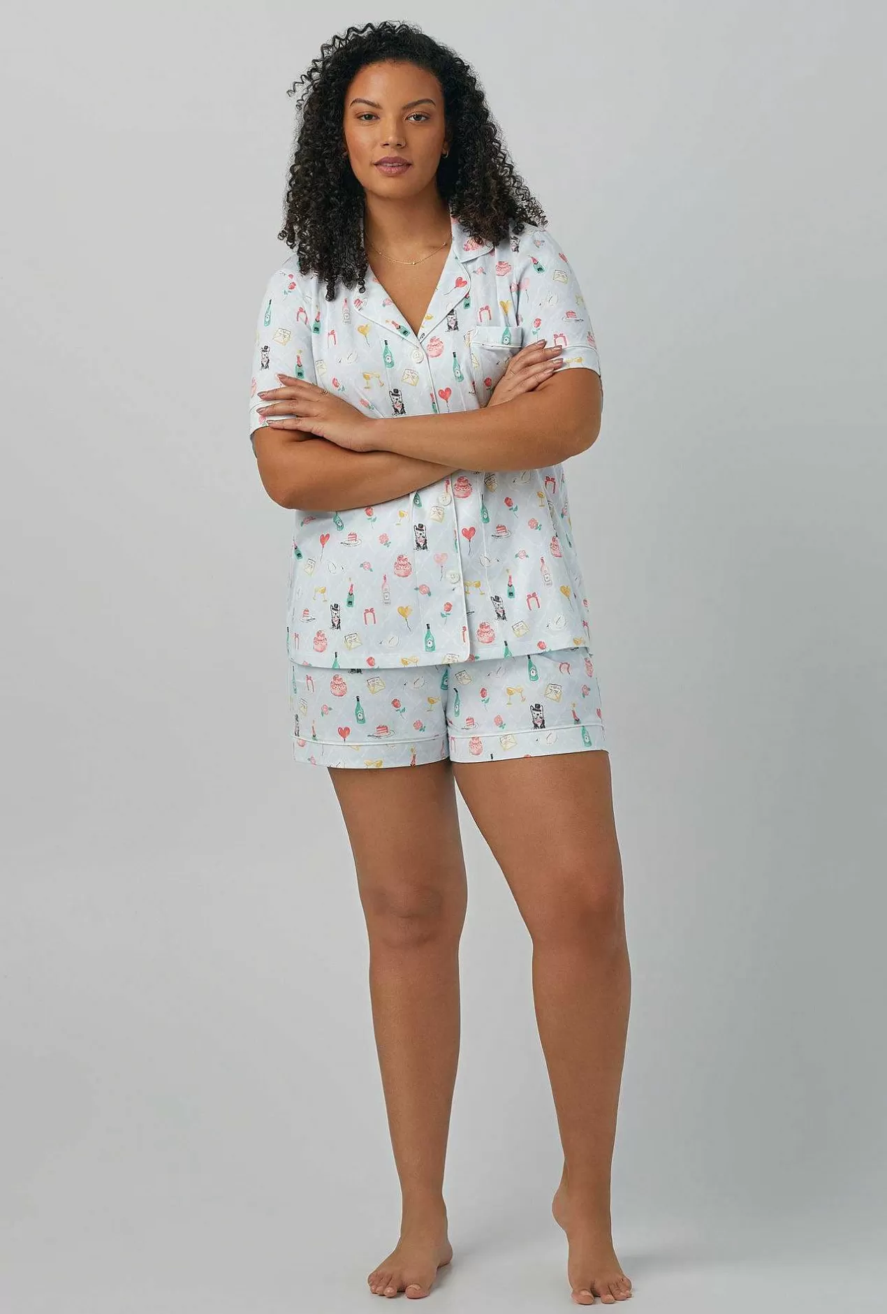 Extended Sizes*Bedhead Pajamas Wedding Party Short Sleeve Classic Shorty Stretch Jersey Pj Set