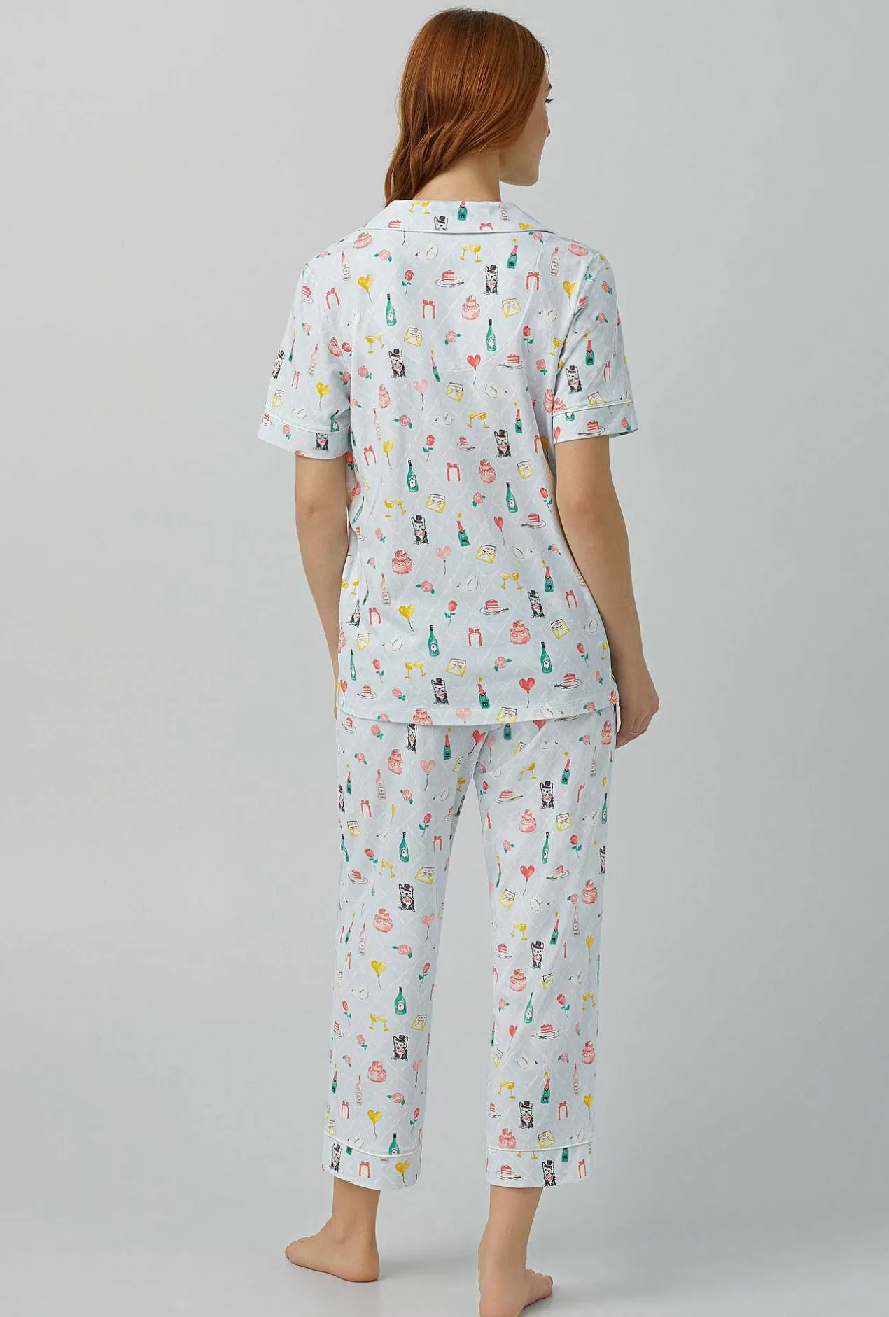 Extended Sizes*Bedhead Pajamas Wedding Party Short Sleeve Classic Stretch Jersey Cropped Pj Set