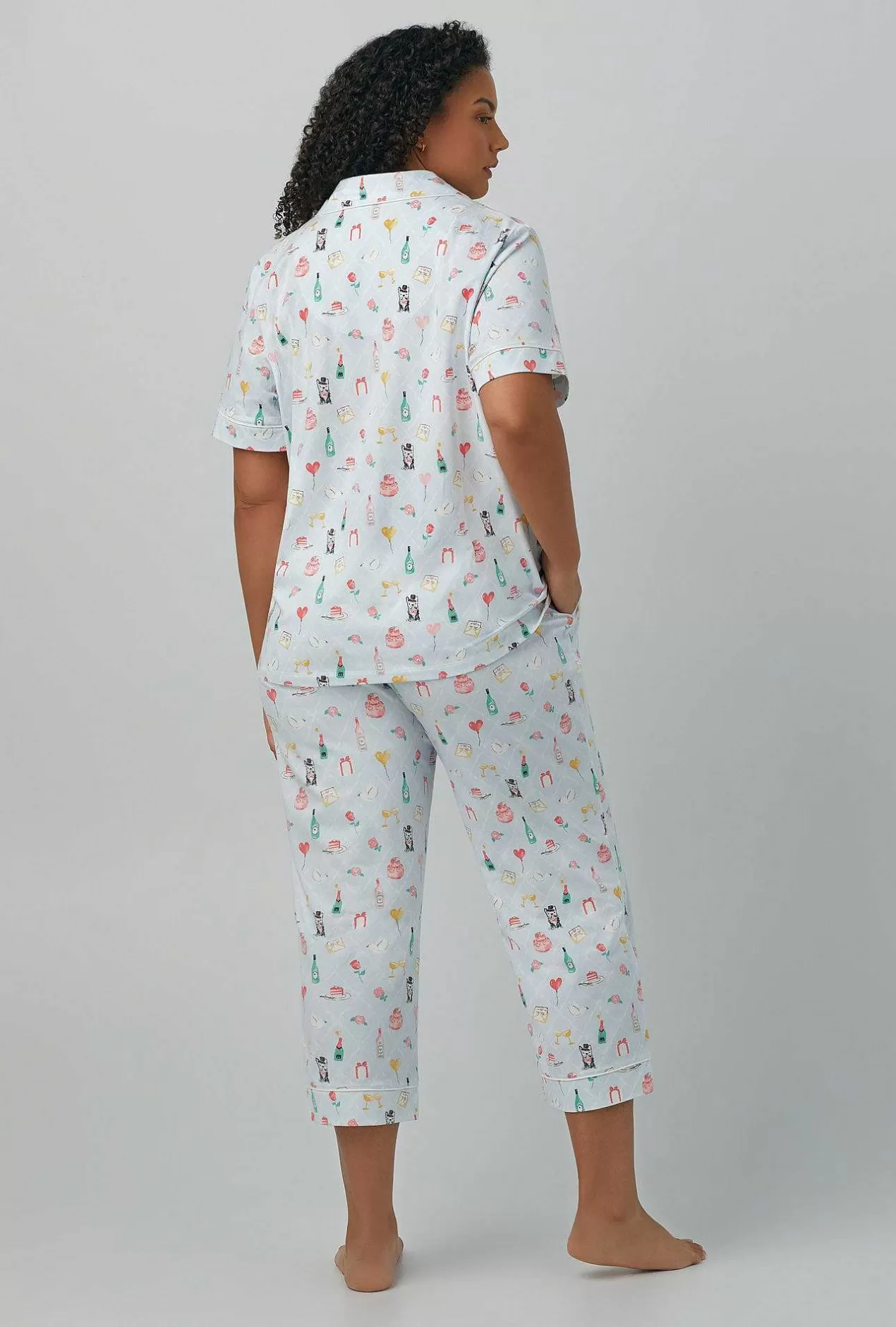 Bridal Shop*Bedhead Pajamas Wedding Party Short Sleeve Classic Stretch Jersey Cropped Pj Set