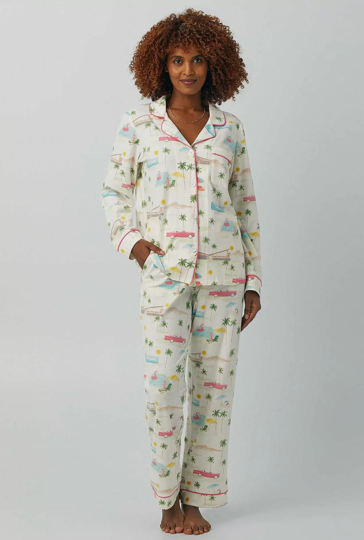 Long Sleep Sets*Bedhead Pajamas Welcome To Palm Springs Long Sleeve Classic Stretch Jersey Pj Set