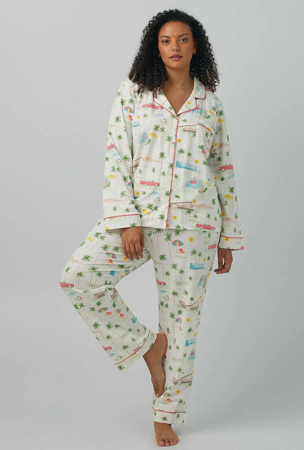 Long Sleep Sets*Bedhead Pajamas Welcome To Palm Springs Long Sleeve Classic Stretch Jersey Pj Set