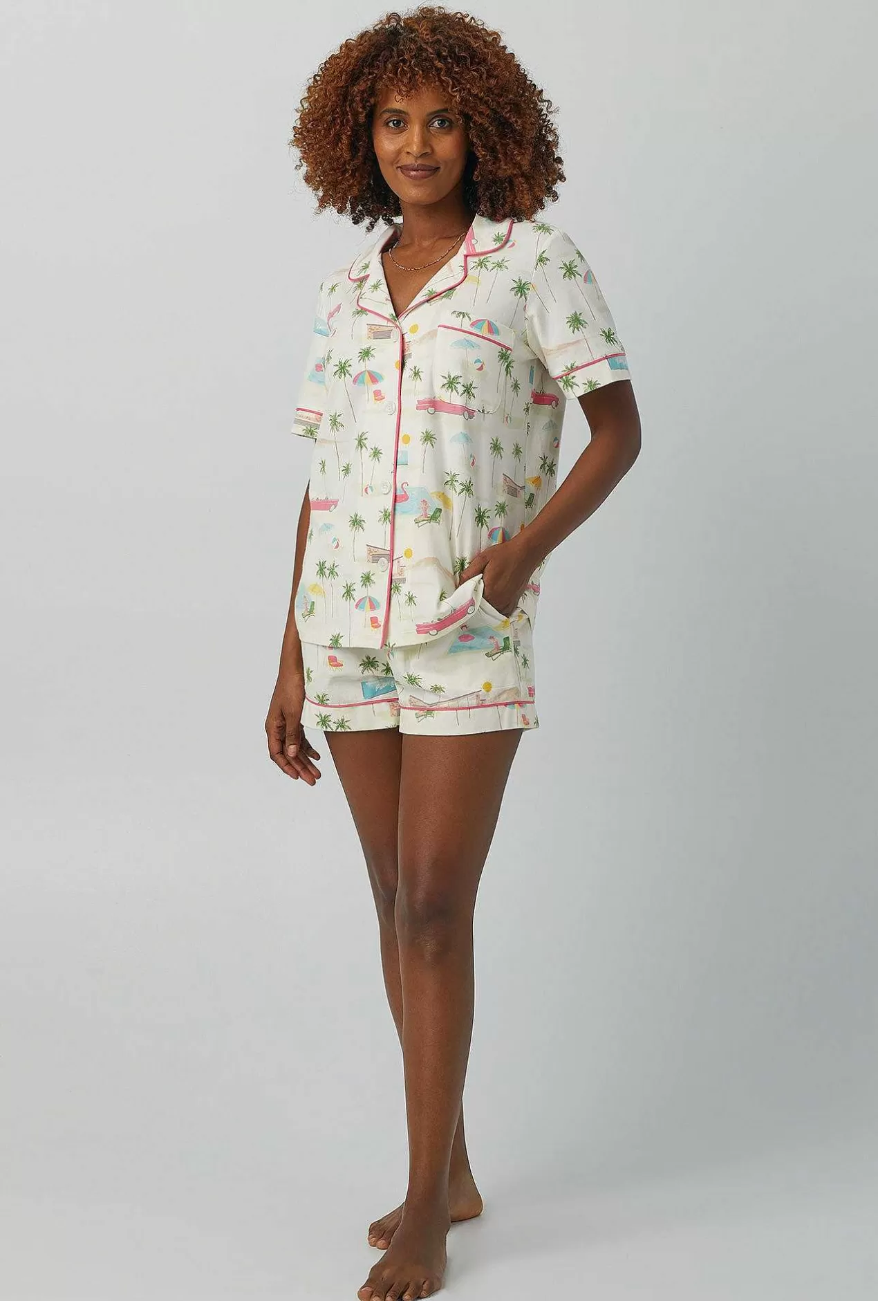 Shorty Sets*Bedhead Pajamas Welcome To Palm Springs Short Sleeve Classic Shorty Stretch Jersey Pj Set
