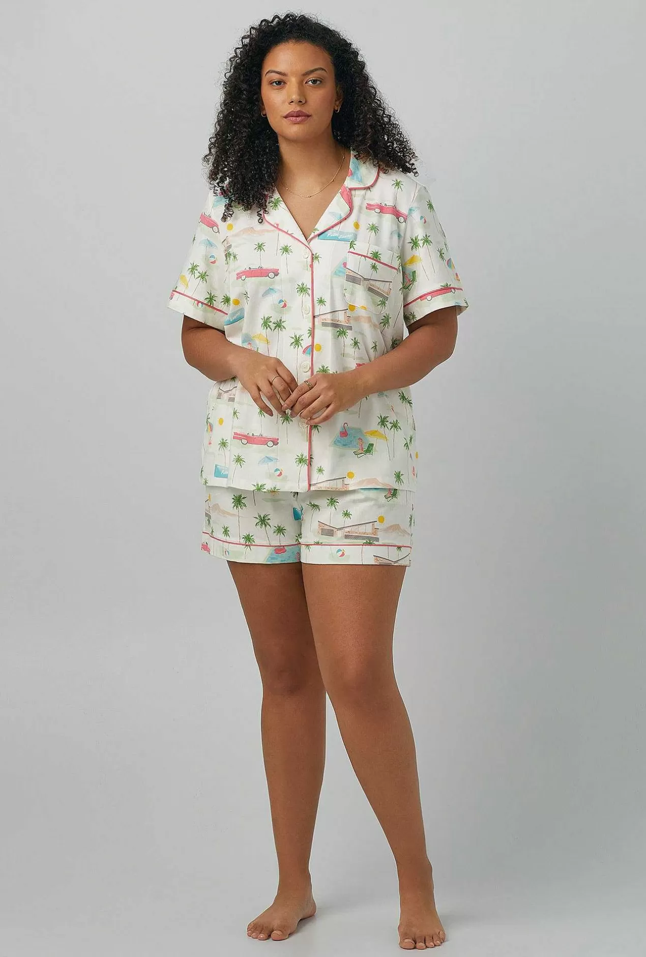 Shorty Sets*Bedhead Pajamas Welcome To Palm Springs Short Sleeve Classic Shorty Stretch Jersey Pj Set