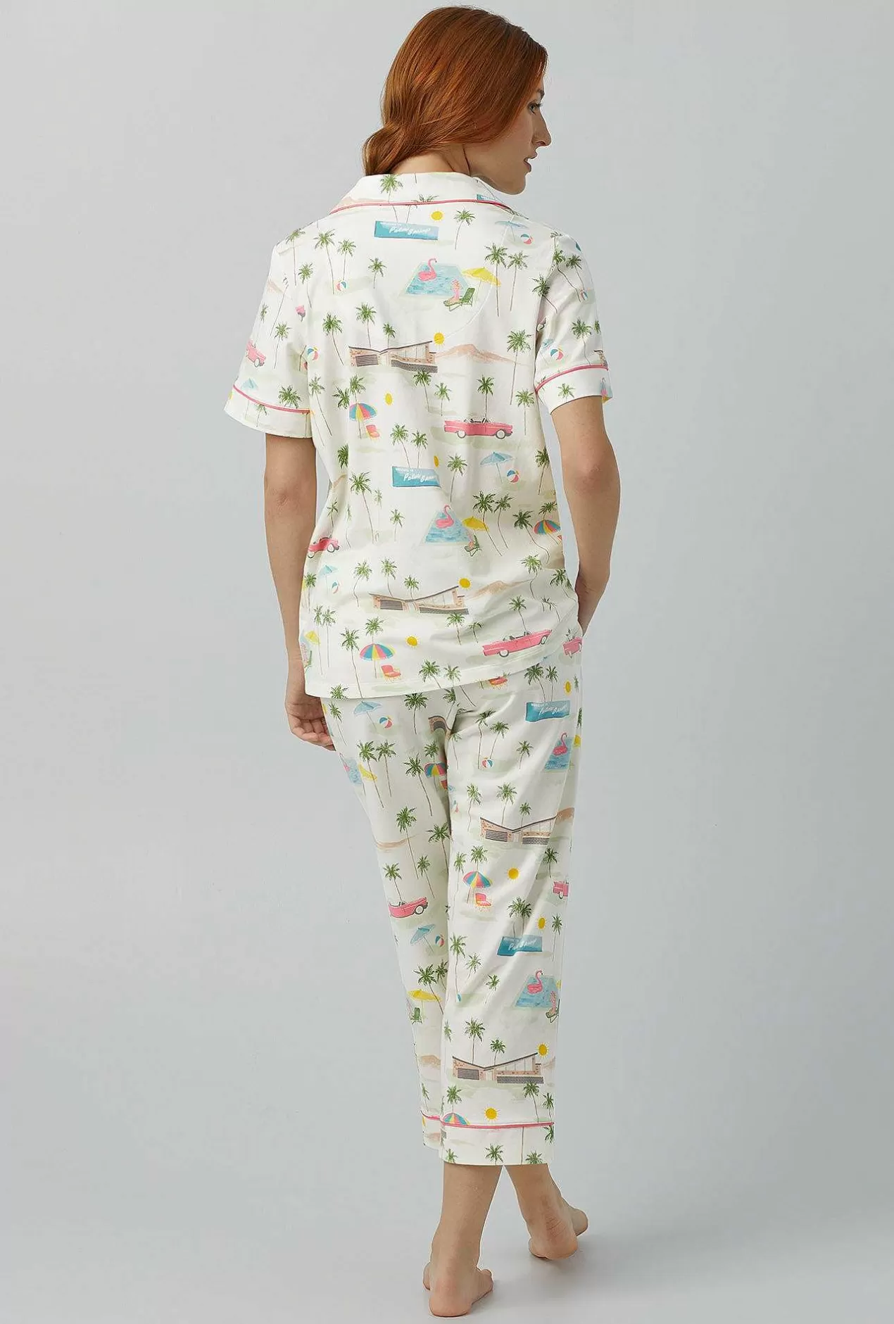 Cropped Sets*Bedhead Pajamas Welcome To Palm Springs Short Sleeve Classic Stretch Jersey Cropped Pj Set
