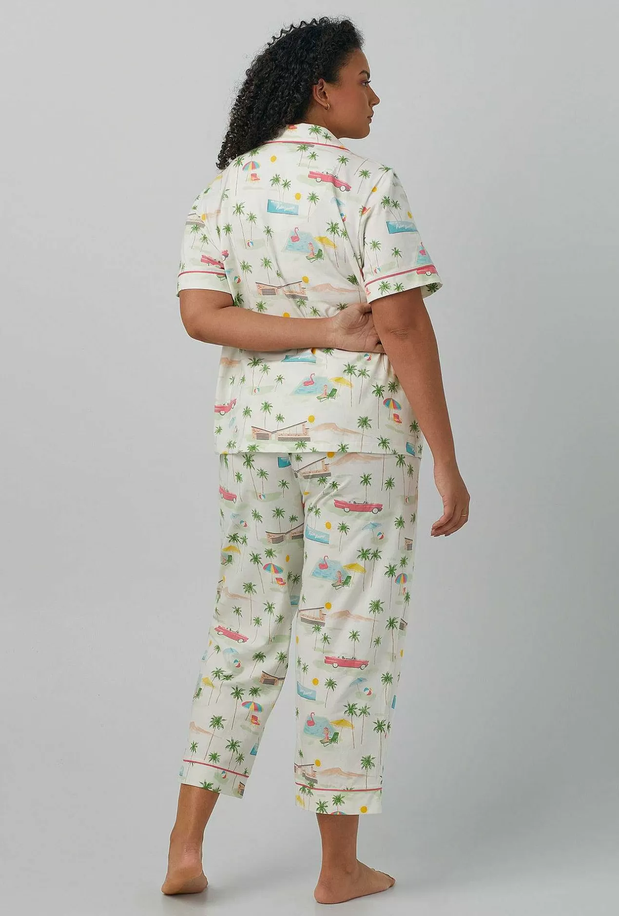 Cropped Sets*Bedhead Pajamas Welcome To Palm Springs Short Sleeve Classic Stretch Jersey Cropped Pj Set