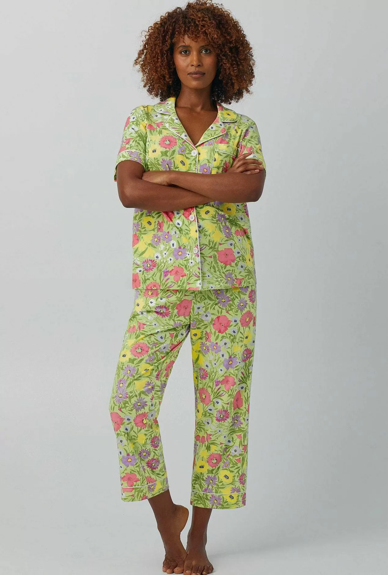 Cropped Sets*Bedhead Pajamas Whispering Meadow Short Sleeve Classic Stretch Jersey Cropped Pj Set