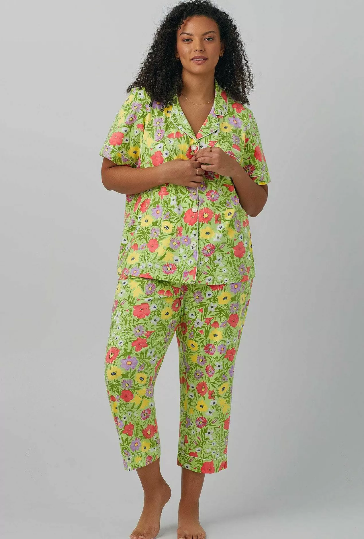 Cropped Sets*Bedhead Pajamas Whispering Meadow Short Sleeve Classic Stretch Jersey Cropped Pj Set