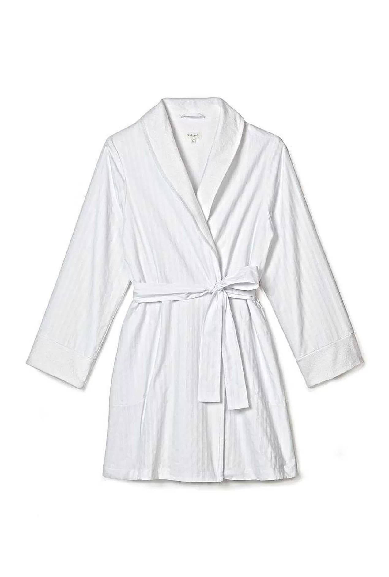 Robes*Bedhead Pajamas White 3D Stripe French Terry Lined Robe