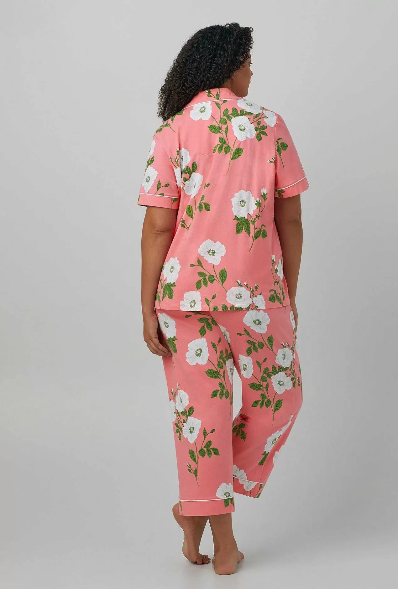 Cropped Sets*Bedhead Pajamas White Poppy Short Sleeve Classic Stretch Jersey Cropped Pj Set